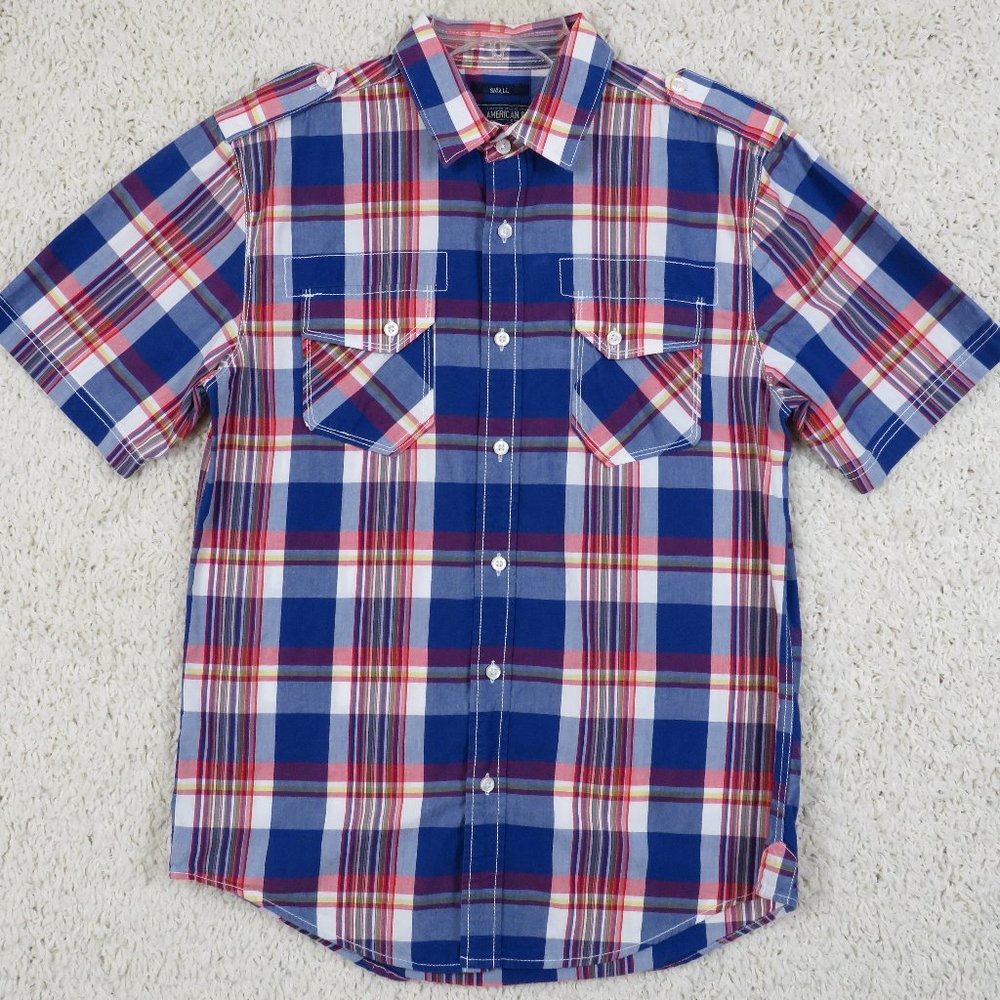 American Rag*‎ Men's Short Sleeve Button Down Shirt Size Small Vibrant Pattern